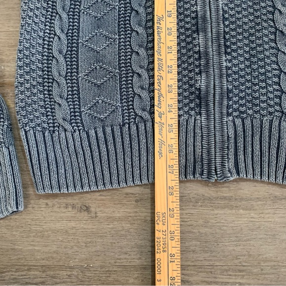 Carbon 2 Cobalt Cable Knit Zip Sweater Adult L Blue Gray Cotton Linen Stavanger - Picture 5 of 7